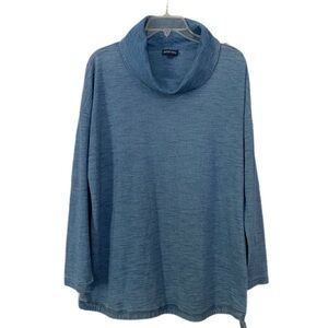 Pure Jill Indigo Cowl Neck Tunic Top Minimalist Chic Loungewear Relaxed Fit